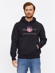 Gant Bluza Archive Shield 2047082 Czarny Regular Fit. Czarne bluzy GANT, m, bez wzorów, z bawełny, bez kaptura. Za 339.99 zł.