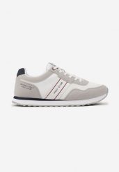 Biało-Szare Płaskie Sznurowane Buty Sportowe Sneakersy Vico z Napisami i Paskami Tinattria. Białe buty sportowe casual Born2be, bez wzorów, z jeansu, bez zapięcia. W wyprzedaży za 119.99 zł.