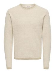 ONLY & SONS Sweter "Eric" w kolorze beżowym rozmiar: S. Brązowe swetry nierozpinane Only & Sons, s, bez wzorów, z bawełny, bez kołnierzyka, bez ramiączek. Za 92.21 zł.
