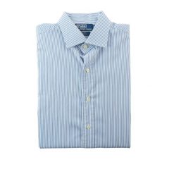 Second life - Klasyczne koszule męskie niebieskie - Stan bardzo dobry. Niebieskie sztyblety RALPH LAUREN, bez wzorów, z materiału, bez obcasa, bez zapięcia. Za 207.36 zł.