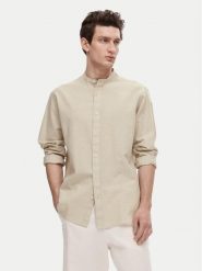Selected Homme Koszula New Linen 16079054 Beżowy Regular Fit. Brązowe koszule Selected Homme, l, bez wzorów, z bawełny, bez kołnierzyka, bez ramiączek. Za 139.99 zł.
