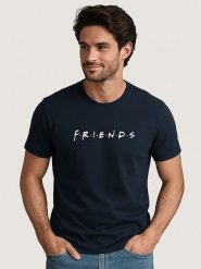 WOOOP Koszulka "Friends" w kolorze granatowym rozmiar: L. Niebieskie bezrękawniki Wooop, l, bez wzorów, bez kołnierzyka, bez ramiączek. Za 79.03 zł.