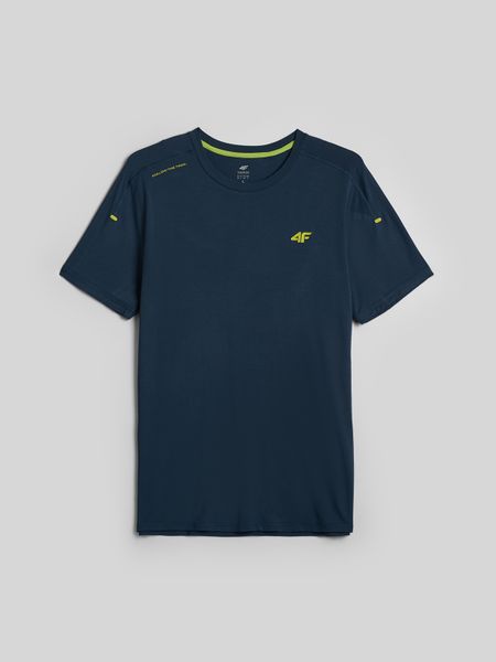 4F Koszulka trekkingowa z włókna bambusowego męska - granatowa M. Niebieskie t-shirty 4F, m, bez wzorów, z materiału, bez kołnierzyka, bez ramiączek. Za 119.99 zł.