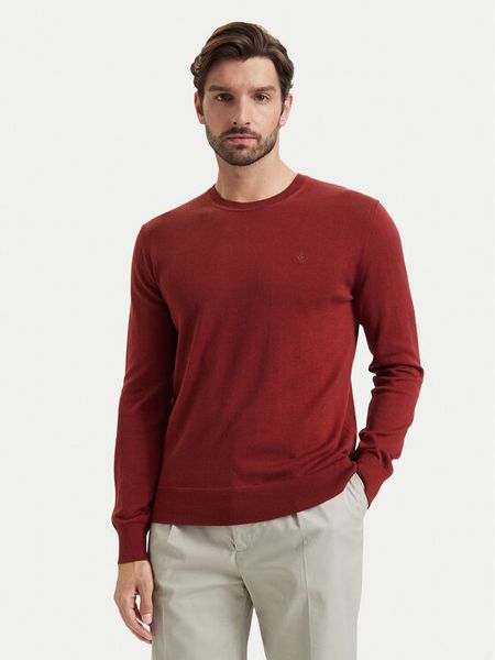 Calvin Klein Sweter LV040BM343 Czerwony ciemny Regular Fit. Czerwone swetry rozpinane CALVIN KLEIN, m, bez wzorów, z bawełny, bez kołnierzyka, bez ramiączek. Za 409.99 zł.