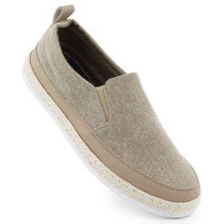 Półbuty męskie espadryle wsuwane khaki Nowacki 0017-T beżowy. Brązowe eleganckie półbuty bez wzorów, z materiału, bez obcasa, bez zapięcia. Za 264.58 zł.