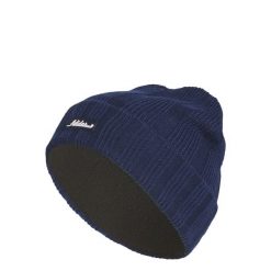 Czapka typu beanie z prążkowanej dzianiny. Niebieskie czapki zimowe Adidas, bez wzorów, z dzianiny. Za 129.00 zł.