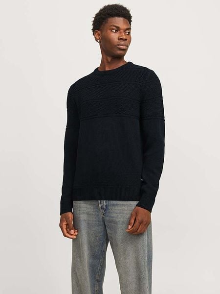 Jack & Jones Sweter w kolorze granatowym rozmiar: L. Niebieskie swetry nierozpinane Jack & Jones, l, bez wzorów, bez kołnierzyka, bez ramiączek. Za 126.99 zł.