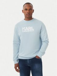KARL LAGERFELD Bluza 705780 561917 Niebieski jasny Regular Fit. Niebieskie bluzy KARL LAGERFELD, m, bez wzorów, z bawełny, bez kaptura. Za 439.99 zł.