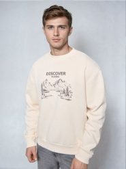 Bluza crewneck z nadrukiem - beżowy. Brązowe bluzy bez kaptura Sinsay, l, bez wzorów, bez kaptura. Za 39.99 zł.