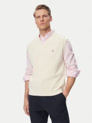 Tommy Hilfiger Sweter MW0MW43244 Kremowy Regular Fit. Białe swetry rozpinane Tommy Hilfiger, l, bez wzorów, z bawełny, bez kołnierzyka, bez ramiączek. Za 569.99 zł.