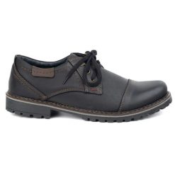 Buty męskie skórzane OLIVIER 312GT z przeszytym noskiem czarne. Czarne botki sznurowane bez wzorów, z jeansu, bez obcasa, bez zapięcia. Za 351.82 zł.