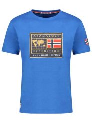 Geographical Norway Koszulka "Jofoten" w kolorze niebieskim rozmiar: L. Niebieskie bezrękawniki Geographical Norway, l, bez wzorów, z bawełny, bez kołnierzyka, bez ramiączek. Za 88.43 zł.
