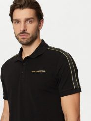 KARL LAGERFELD Polo 745461 551235 Czarny Regular Fit. Czarne koszulki polo KARL LAGERFELD, m, bez wzorów, z bawełny, bez kołnierzyka, bez ramiączek. Za 419.99 zł.