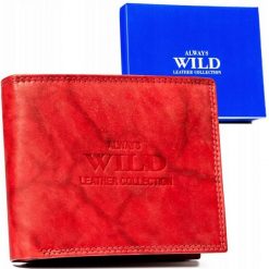 Portfel skórzany Always Wild AW-N7-MAL czerwony. Czerwone portfele Always Wild, bez wzorów, ze skóry. Za 45.00 zł.