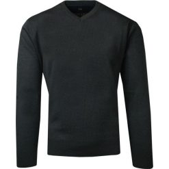 Sweter Grafitowy Wełniany w Serek, V-neck, Męski, Cienki -HOVARD. Szare swetry rozpinane Hovard, l, bez wzorów, z tkaniny, bez kołnierzyka, bez ramiączek. Za 135.00 zł.