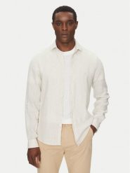 Calvin Klein Jeans Koszula Linen Stripe Slim Shirt K10K109332 Beżowy Regular Fit. Brązowe koszule Calvin Klein Jeans, m, bez wzorów, z jeansu, bez kołnierzyka, bez ramiączek. Za 269.99 zł.