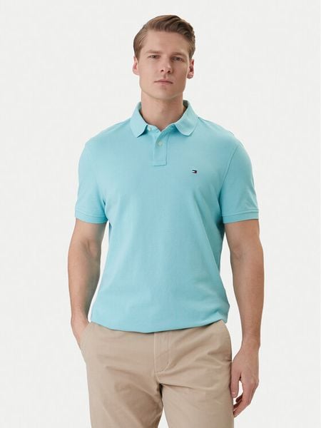 Tommy Hilfiger Polo 1985 MW0MW17770 Turkusowy Regular Fit. Niebieskie koszulki polo Tommy Hilfiger, m, bez wzorów, z bawełny, bez kołnierzyka, bez ramiączek. Za 221.99 zł.