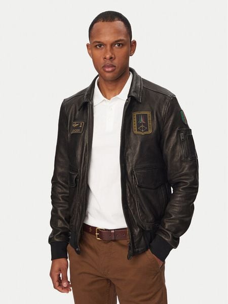 Aeronautica Militare Kurtka skórzana 261PN5057U100839 Czarny Regular Fit. Czarne kurtki Aeronautica Militare, m, bez wzorów, ze skóry, bez kaptura. Za 3,279.00 zł.