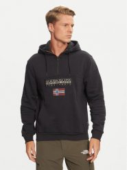 Napapijri Bluza Burgee NP0A4I5E Czarny Regular Fit. Czarne bluzy Napapijri, m, bez wzorów, z bawełny, bez kaptura. Za 359.99 zł.
