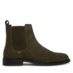 Sztyblety Tommy Hilfiger. Brązowe botki sznurowane Tommy Hilfiger, bez wzorów, bez obcasa, bez zapięcia. Za 489.99 zł.