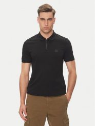 BOSS Polo Passerzip 50537507 Czarny Slim Fit. Czarne koszulki polo Boss, m, bez wzorów, z bawełny, bez kołnierzyka, bez ramiączek. Za 299.99 zł.