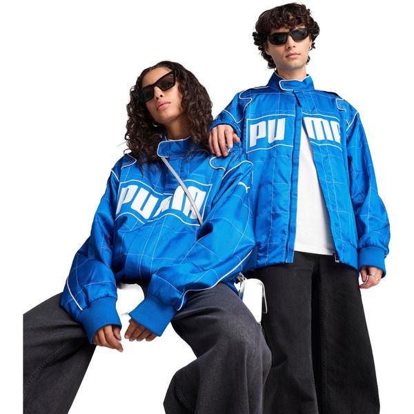 Kurtka Puma Racer. Niebieskie kurtki Puma, s, bez wzorów, z poliesteru, bez kaptura. Za 377.99 zł.