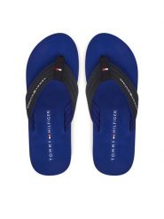 Tommy Hilfiger Japonki Nyc Beach Sandal FM0FM05437 Granatowy. Niebieskie japonki Tommy Hilfiger, bez wzorów, z materiału. Za 109.99 zł.