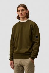 C.P. COMPANY Zielona męska bluza Crew Neck, Rozmiar M. Zielone bluzy C.P. Company, m, bez wzorów, z bawełny, bez kaptura. W wyprzedaży za 629.99 zł.