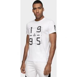 T-shirt męski TSM073 - biały. Białe t-shirty 4F, m, bez wzorów, bez kołnierzyka, bez ramiączek. W wyprzedaży za 49.99 zł.