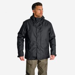Kurtka Solognac Warm 100 WTP. Czarne kurtki SOLOGNAC, na zimę, s, bez wzorów, z materiału, bez kaptura. Za 229.99 zł.