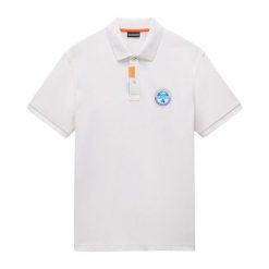 Koszulka polo męska Napapijri E-Clanis. Białe koszulki polo sportowe Napapijri, m, bez wzorów, bez kołnierzyka, bez ramiączek. Za 209.99 zł.