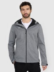 4F Kurtka softshell wiatroodporna membrana 5 000 męska - szara S. Szare kurtki 4F, m, bez wzorów, z dzianiny, z kapturem. Za 299.99 zł.