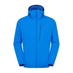 Kurtka softshellowa rozpinan Rab Borealis Alpine Hoody z kapturem. Niebieskie kurtki RAB, bez wzorów, z softshellu, z kapturem. Za 404.99 zł.