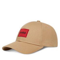 Czapka z daszkiem HUGO. Brązowe czapki z daszkiem Hugo, bez wzorów. Za 169.99 zł.