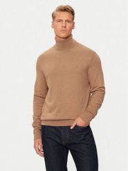 Tommy Hilfiger Golf MW0MW28048 Beżowy Regular Fit. Brązowe golfy Tommy Hilfiger, m, bez wzorów, z bawełny, bez kołnierzyka, bez ramiączek. Za 289.99 zł.