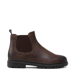 Sztyblety Geox. Brązowe botki sznurowane Geox, bez wzorów, bez obcasa, bez zapięcia. Za 569.99 zł.