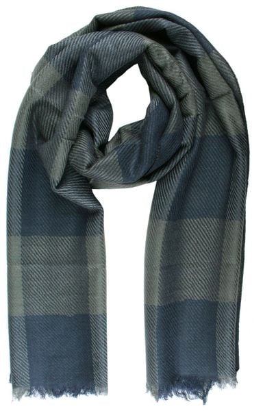 Lekki Szalik Wiosenno-Jesienny - Teer - Niebiesko-Szara Krata. Szare szaliki Teer, bez wzorów, z materiału. Za 45.00 zł.