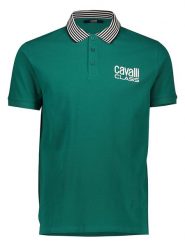 Cavalli CLASS Koszulka polo w kolorze zielonym rozmiar: XL. Zielone bezrękawniki Cavalli Class, xl, bez wzorów, z bawełny, bez kołnierzyka, bez ramiączek. Za 132.67 zł.