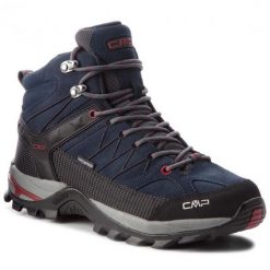 Buty CMP Rigel Mid 3Q12947-62BN niebieskie. Niebieskie buty turystyczne bez wzorów, z gumy, bez zapięcia. Za 604.67 zł.