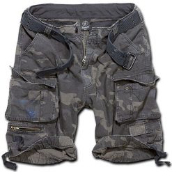 Szorty bushcraft męskie Brandit M65 Savage z Paskiem Vintage Dark Camo. Czarne spodenki rowerowe Brandit, m, z aplikacjami, z tkaniny, rowerowe. Za 227.55 zł.