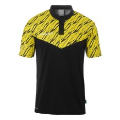Polo Uhlsport Progressive 28. Czarne koszulki polo Uhlsport, bez wzorów, bez kołnierzyka, bez ramiączek. Za 180.00 zł.