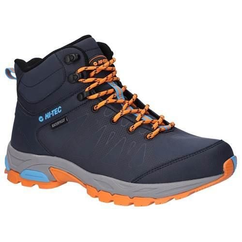 Buty trekkingowe męskie Hi-Tec Raven Mid Wp. Niebieskie buty trekkingowe Hi-tec, bez wzorów, z materiału, bez zapięcia, trekkingowe. Za 365.00 zł.