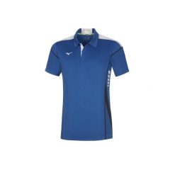 Polo Mizuno hex rect. Niebieskie koszulki polo Mizuno, bez wzorów, bez kołnierzyka, bez ramiączek, tenisowe. Za 144.45 zł.