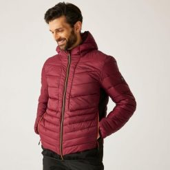 Kurtka męska hybrydowa Leedre z kapturem. Brązowe kurtki Regatta, m, bez wzorów, z puchu, z kapturem. Za 239.99 zł.