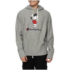 Bluza sportowa męska Champion X Peanuts. Szare bluzy z kapturem Champion, m, bez wzorów, z kapturem. Za 659.00 zł.