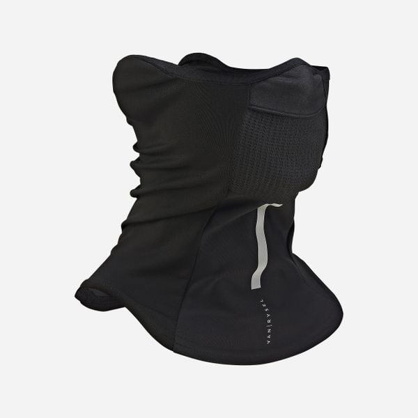 Komin na szyję na rower 900 wiatroszczelny. Czarne szaliki VAN RYSEL, bez wzorów, z materiału. Za 69.99 zł.