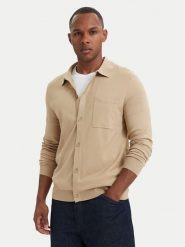 HUGO Kardigan San Jordan 50553663 Beżowy ciemny Regular Fit. Brązowe swetry rozpinane Hugo, m, bez wzorów, z wiskozy, bez kołnierzyka, bez ramiączek. Za 679.99 zł.