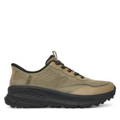 Trekkingi Skechers. Brązowe buty trekkingowe Skechers, bez wzorów, bez zapięcia. Za 289.99 zł.