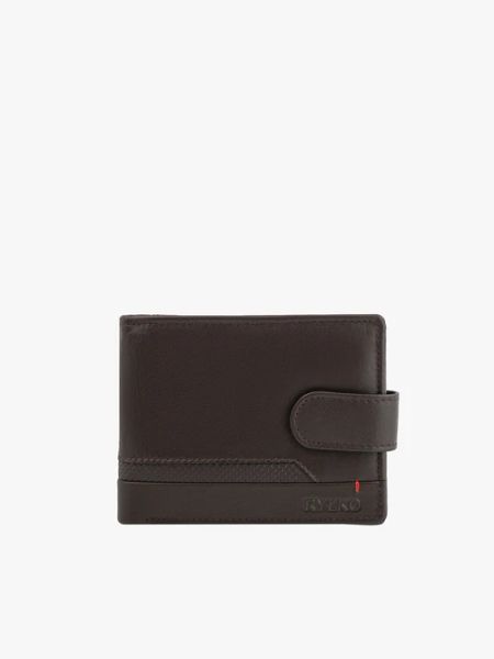 Brązowy portfel męski. Brązowe portfele Ryłko, bez wzorów, ze skóry. Za 119.99 zł.