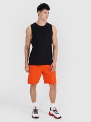 4F Tank top oversize męski - czarny M. Czarne bezrękawniki 4F, m, bez wzorów, z bawełny, bez kołnierzyka, bez ramiączek. W wyprzedaży za 29.99 zł.